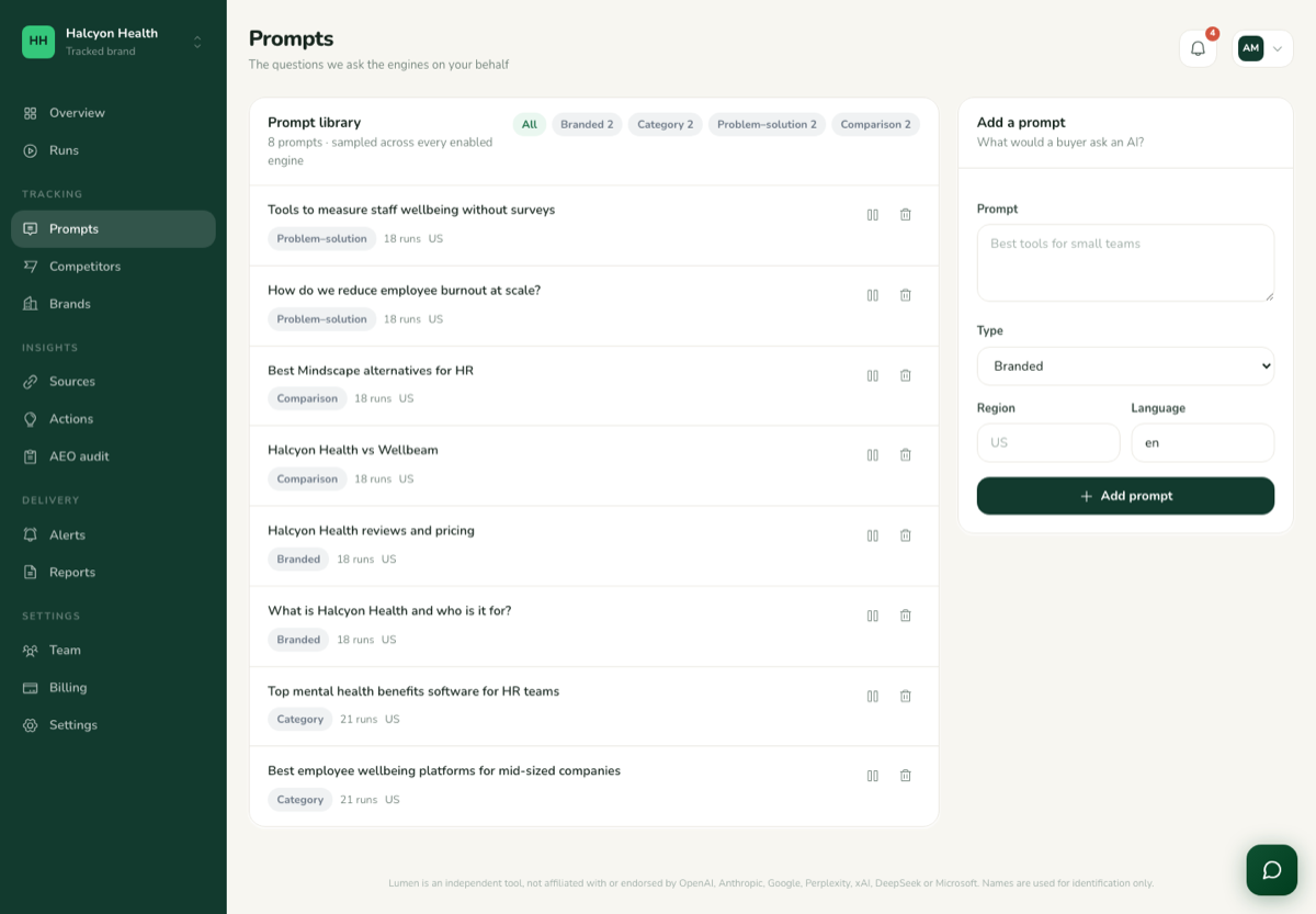 Prompt library grouped by type